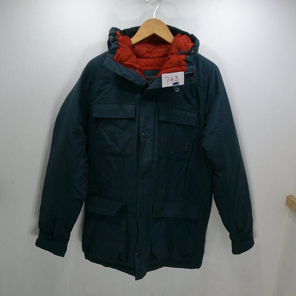 Eddie Bauer Preppy Classic Premium Goose Down Micro Therm Hooded Navy Jacket M - Picture 13 of 13